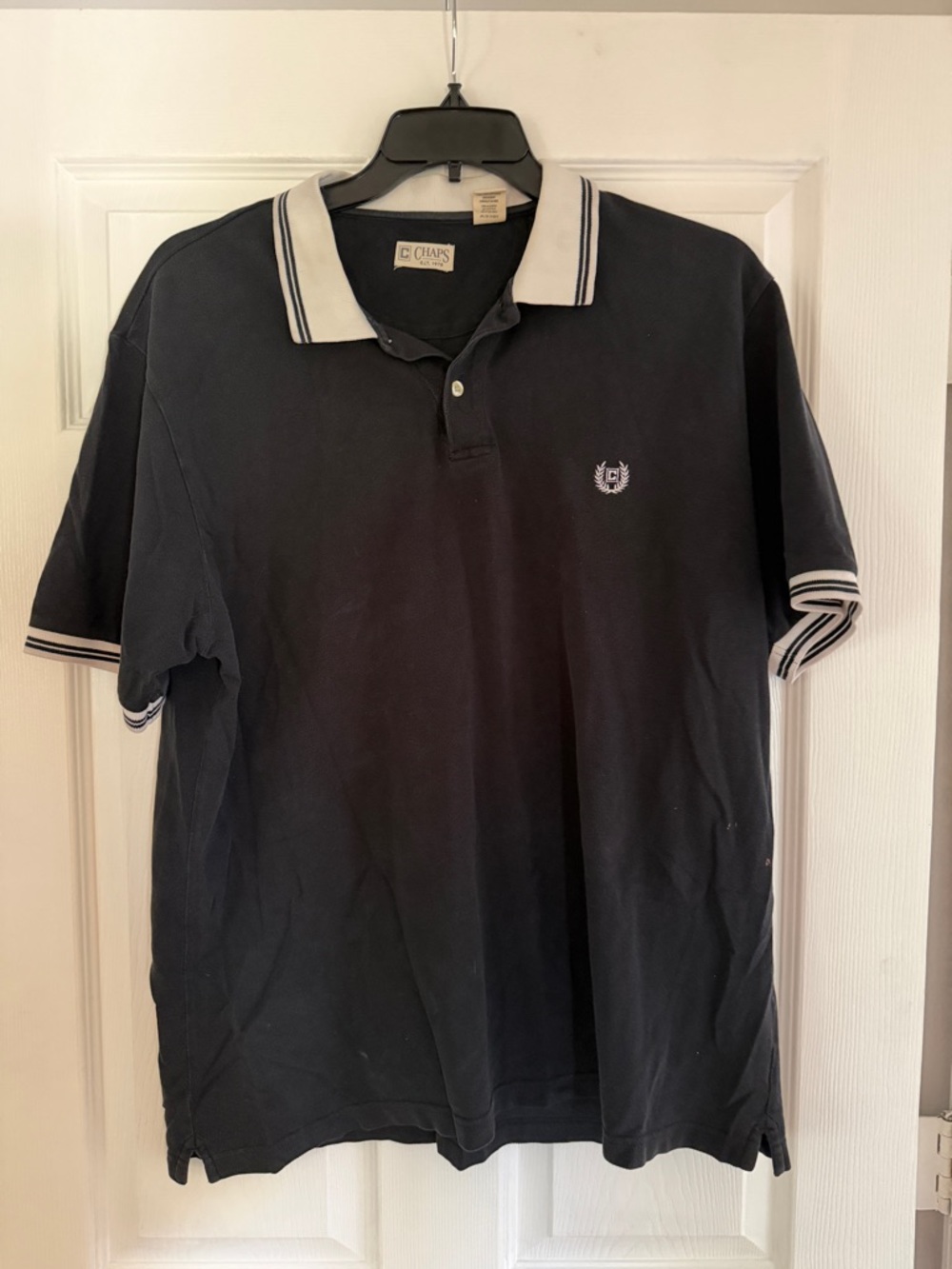 Chaps Men’s Black Polo with White Trim